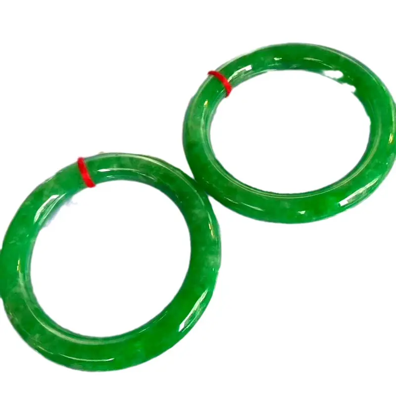 Women's Authentic Old Mine Imperial Green Ice-Waxy Full Green Round Bar Jadeite Bangle - Ancient Jade Rarity, Elaborate Craftsmanship, Collectible Cultural Stone for Female Adults
