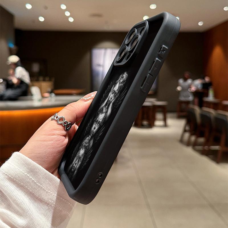 Phone case: Black And White Cherub Trio Pattern Black Sky Eye Ladder Phone Case. It Features A Precise Cutout Design for Full Protection Of Your Phone. for iPhone 17 E Air Pro ProMax iPhone16 15 14 Plus 13 12 Mini 11 X XS XR