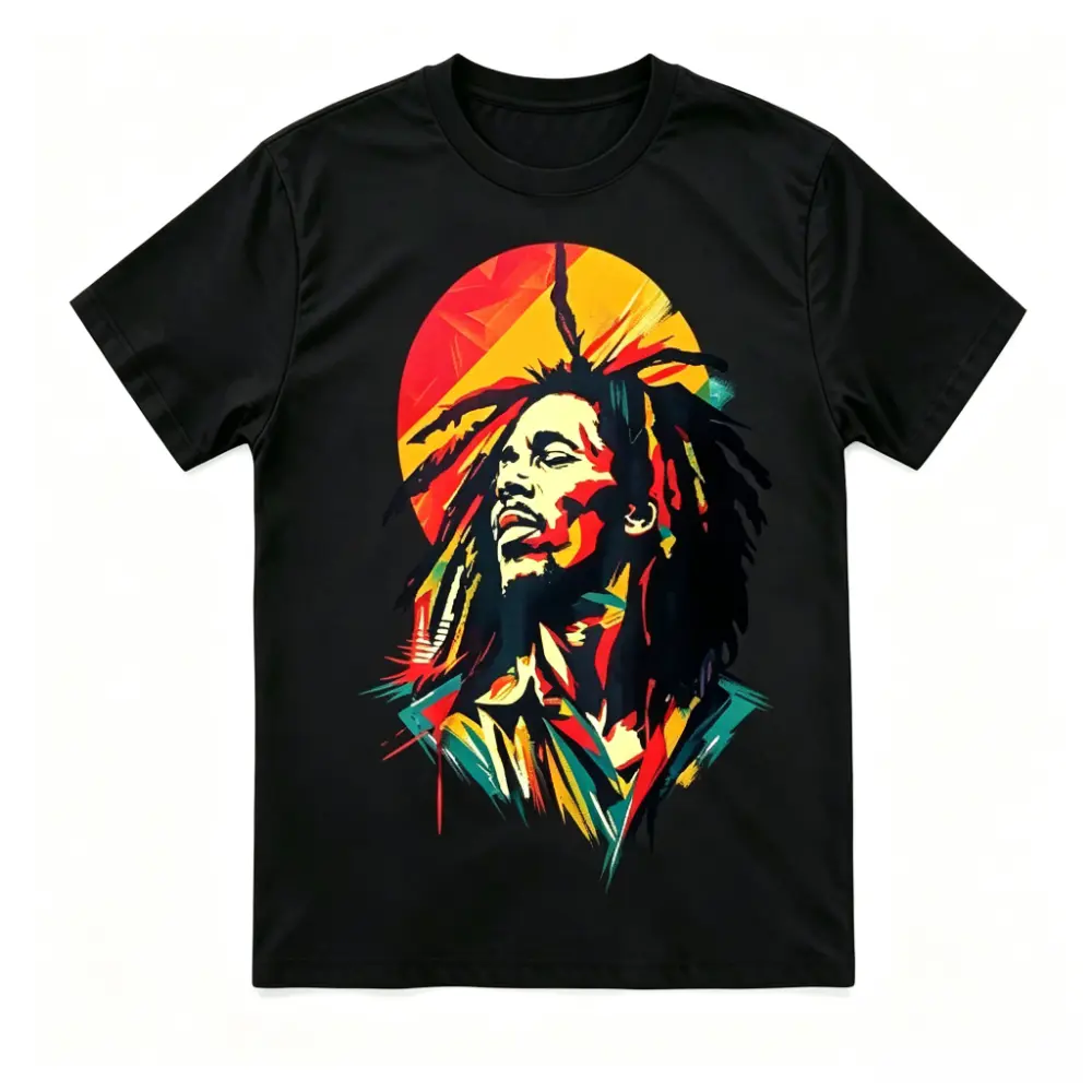 Vintage Reggae Music Legend Graphic Tee Colorful Rasta Vibes Casual Shirt festive wear