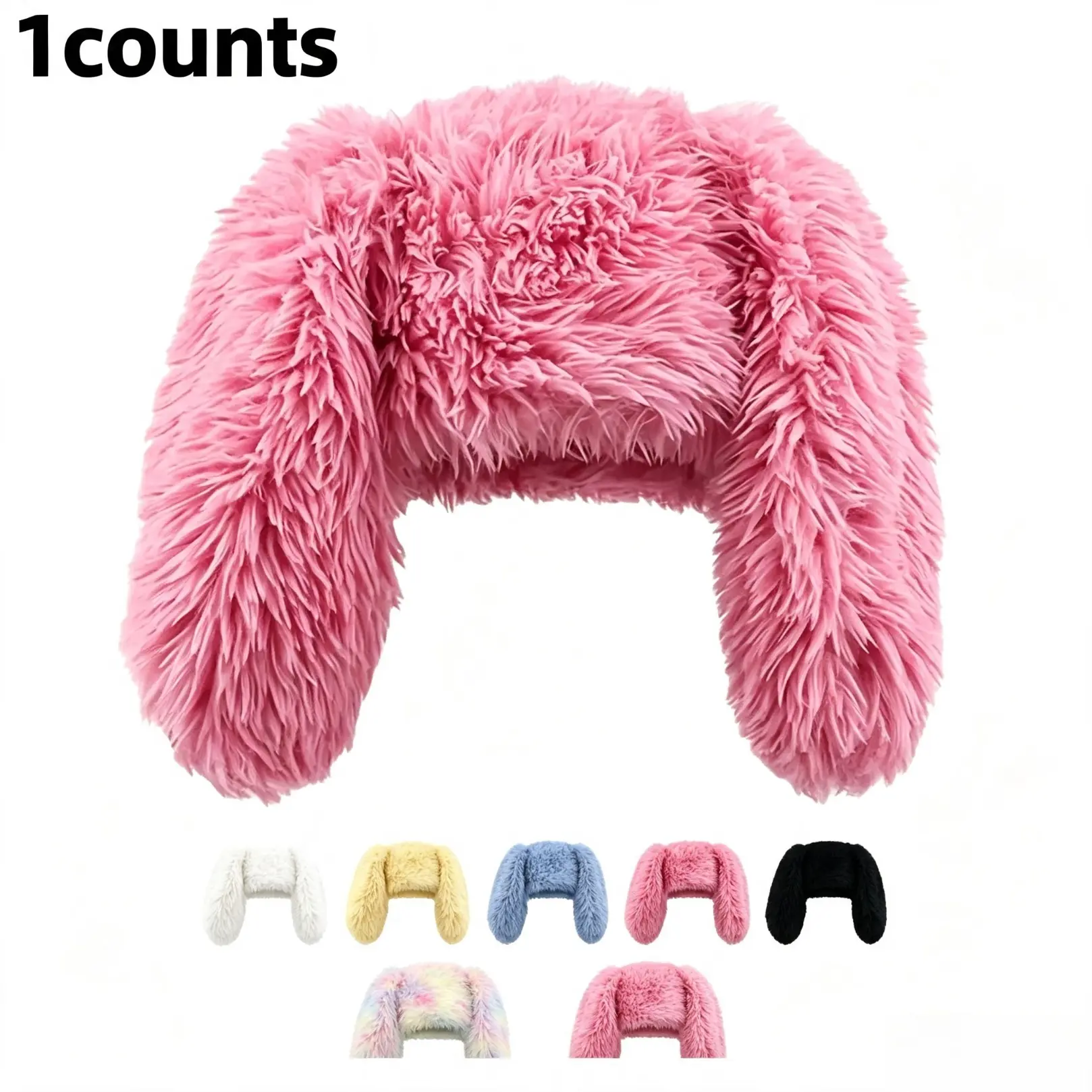 Cute Plush Rabbit Ear Beanie, Fluffy Faux Fur Trapper Hat, Soft Warm Ear Flap Headwear, Trendy Y2K Streetwear Accessory, Novelty Animal Cap For Daily Outfits, Halloween Cosplay, Party Gathering & Harajuku Fashion Look