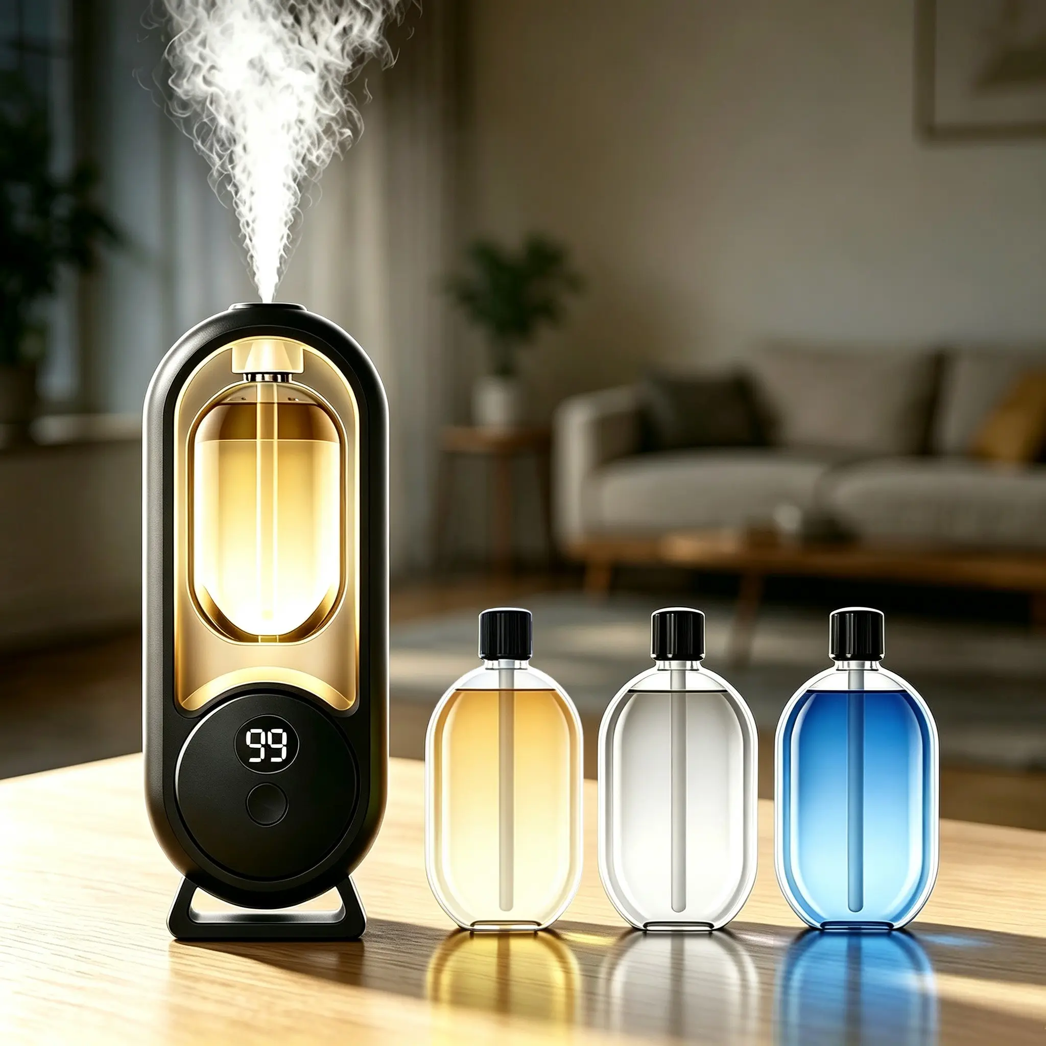 Home Timed Aroma Diffuser with 3 Essential Oils, Mini Aromatherapy Machine, 5 Spray Modes, USB Fast Charging, Thickened Bubble Wrap