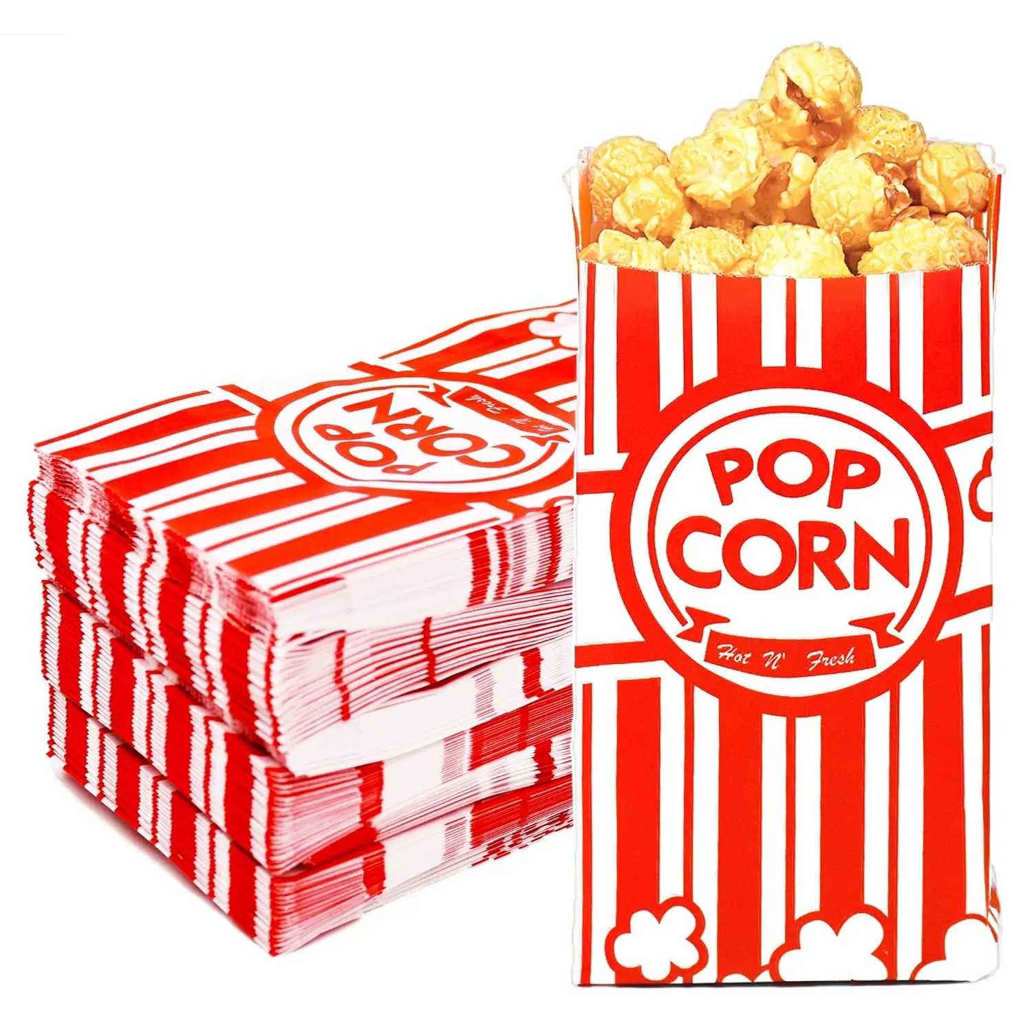 144 count Paper Popcorn Bags, 1 oz Popcorn Bags Individual Servings, Bulk Pop Corn Sleeves for Pop Corn Machine, Movie Night, Cinema, Carnival, Party, Concessions