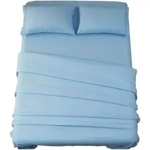 Bed Sheet Set Super Soft Microfiber 1800 Thread Count Luxury Egyptian Sheets 16-Inch Deep Pocket Wrinkle and Hypoallergenic-4 Piece(Queen Lake Blue)