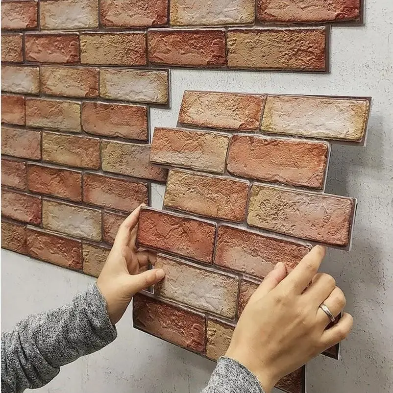 New 20-piece self-adhesive 3D stone wall panels - detachable wallpaper-like tiles, realistic 3D brick texture (brick pattern), suitable for outdoor use in kitchens, bathrooms, and living rooms - easy to install