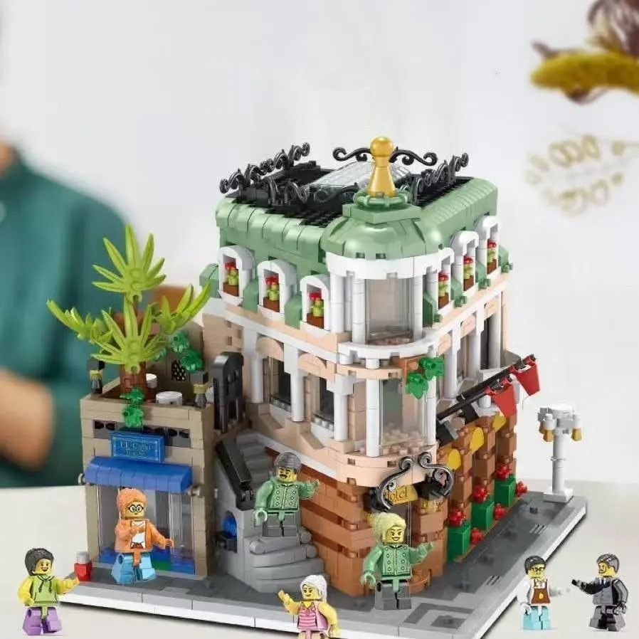 1 Set Corner Hotel Building Blocks, Modular Street View Architecture Model with Minifigures & Detailed Interior, Nano Bricks Construction Toy for Teens Adults Age 12+, Collectible Set, 2026 Summer Big Sale
