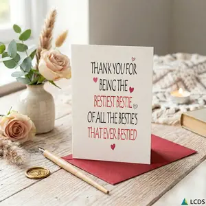 1pc Thank You For Being The Bestiest Bestie Greeting Card and Gift Card for Friends Family Colleagues Pet Lovers Suitable for Holiday Gifting Daily Use All Season Celebration