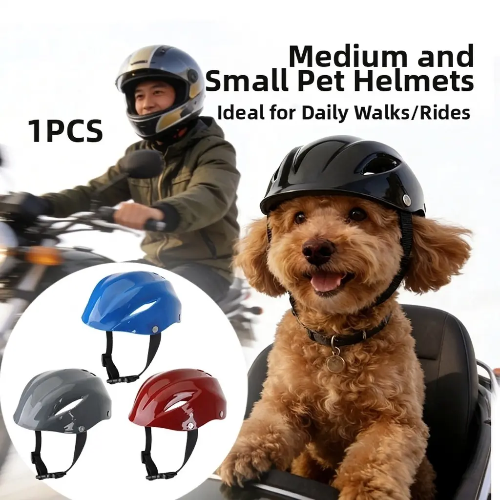 Adjustable Dog Helmet for Small Breeds, Fits Chihuahua, Corgi, Border Collie, Motorcycle Riding, Bicycle, Outdoor Protection