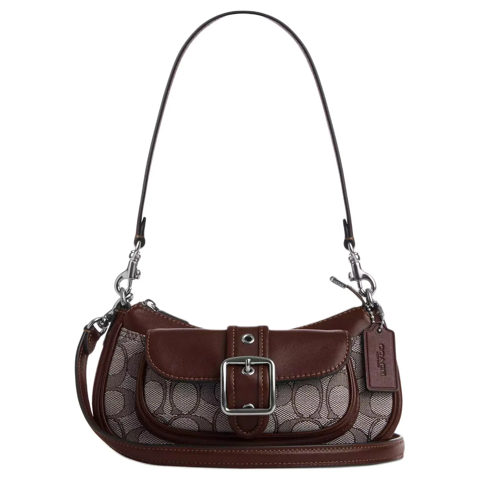 COACH Ashton 20 Small Crossbody Bag for Women – Jacquard Fabric with Leather Trim, Silver-Tone Logo, Multi-Color