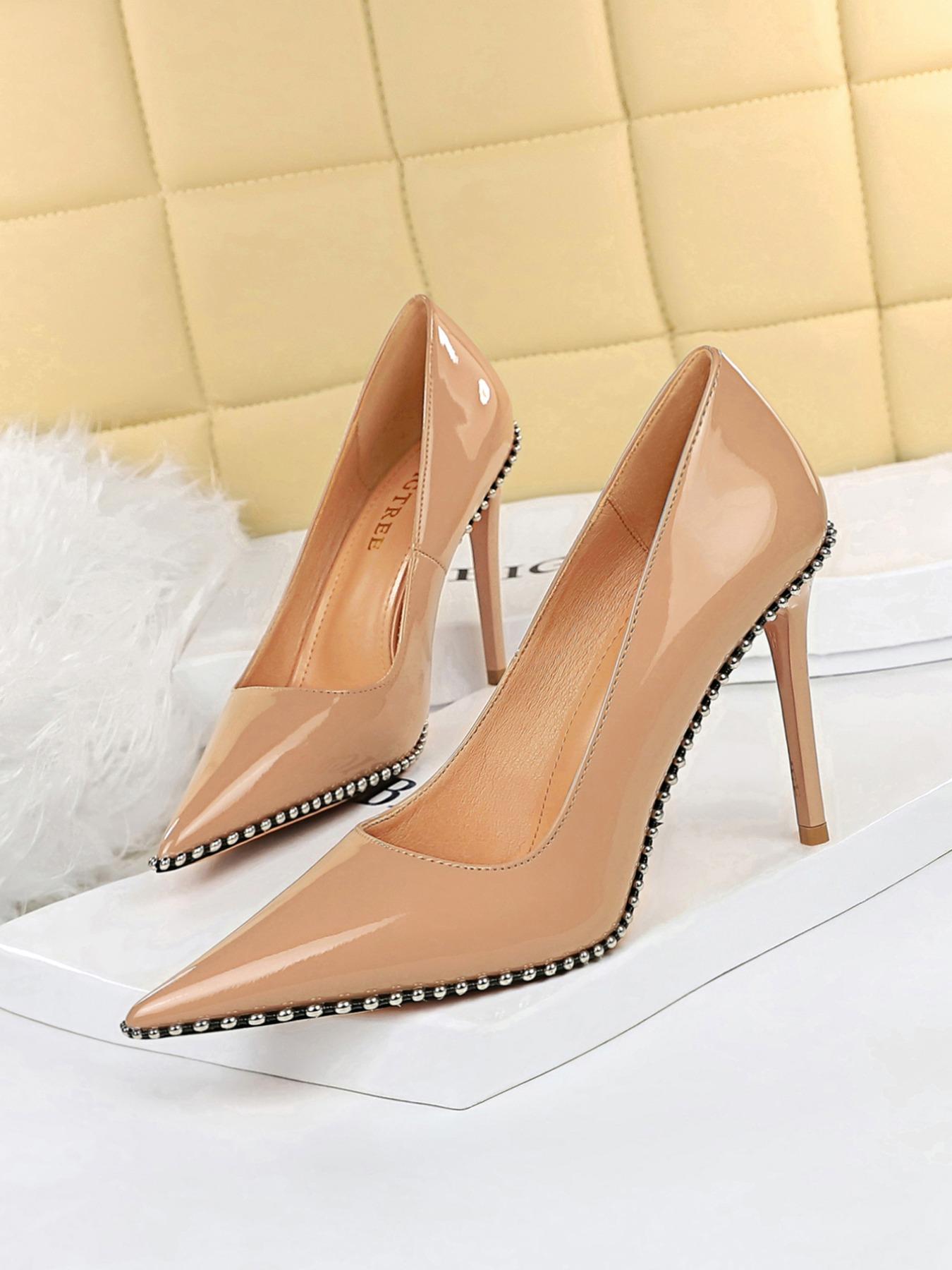 Women's Fashionable Rivet Decorated Stiletto Heels, Elegant Pointed Toe High Heel Shoes for Party, Banquet, Daily Clothing Decor for Women & Girls, Classy Stiletto Heels