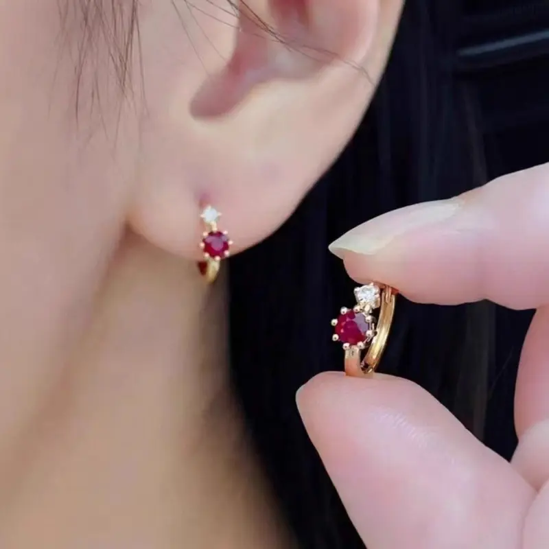 Female Elegant Paved Design Earrings Hoops, Dainty Copper Alloy Fashion Jewelry with Snap Close, Ideal for Daily Wear & Happy Birthday Gift