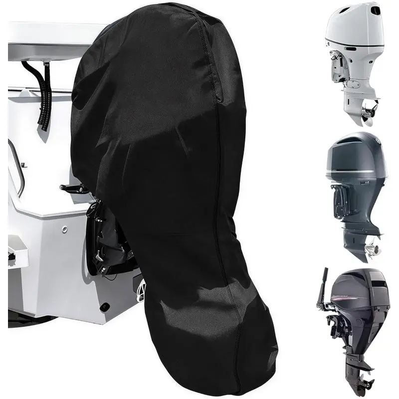 Trailerable Outboard Engine Cover, Fits 15-20HP Engines, Heavy-Duty Waterproof Oxford Fabric, Full-Length All-Weather Protection with Zipper & Drawstring, Tight Fit for Outdoor Boating
