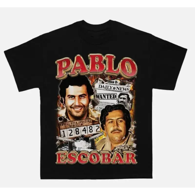 🇲 🇽 ⛓️ 🌆 Bootleg Pablo Escobar Chicano Tee – Narco Kingpin Tribute Shirt, Medellín Cartel Vintage Graphic T-Shirt,  Retro Latino Gangster Streetwear Top