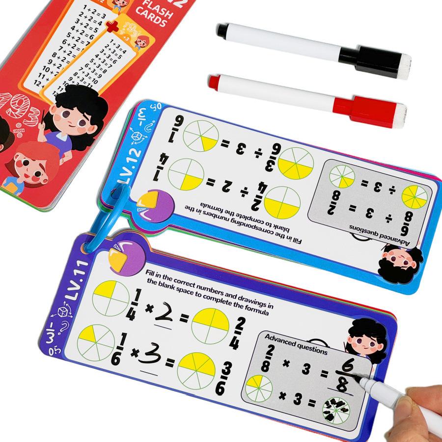 Addition, subtraction, multiplication, and division elementary school math arithmetic cards, erasable children's learning teaching aids, calculation training cards