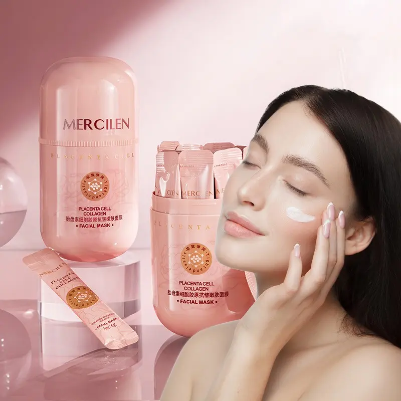 Mercilen Collagen Hydrating Sleep Mask 6g X 21 Packs, Contains Collagen, Hyaluronic Acid, Plant Squalane, Brightening Face Care, Travel Size