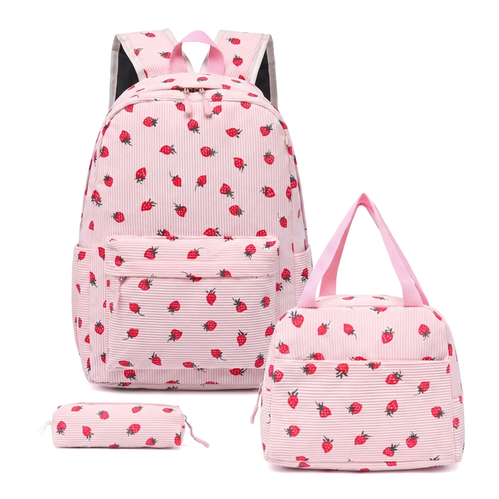 Unisex Ultra-Light Expandable Corduroy-Nylon Polyester Combo Pack - Large Capacity School Size Backpack & Tote Bag for Casual, Back to School Use, School Size Backpacks