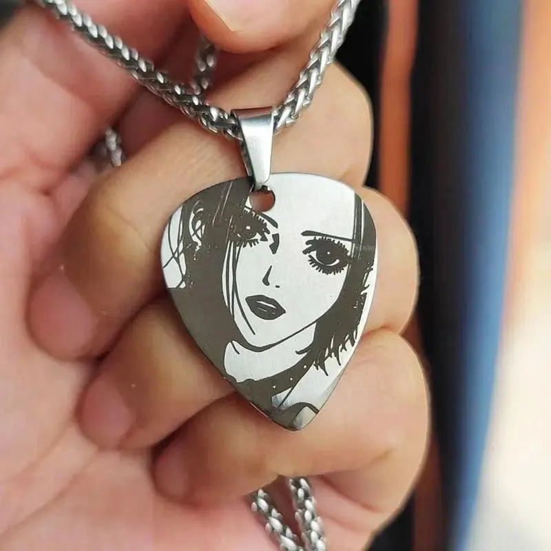 Anime NANA Oosaki Nana ナナ Cosplay Necklace Rock Unisex Stainless Steel Choker Guitar Pick Pendant Jewelry Accessories Props