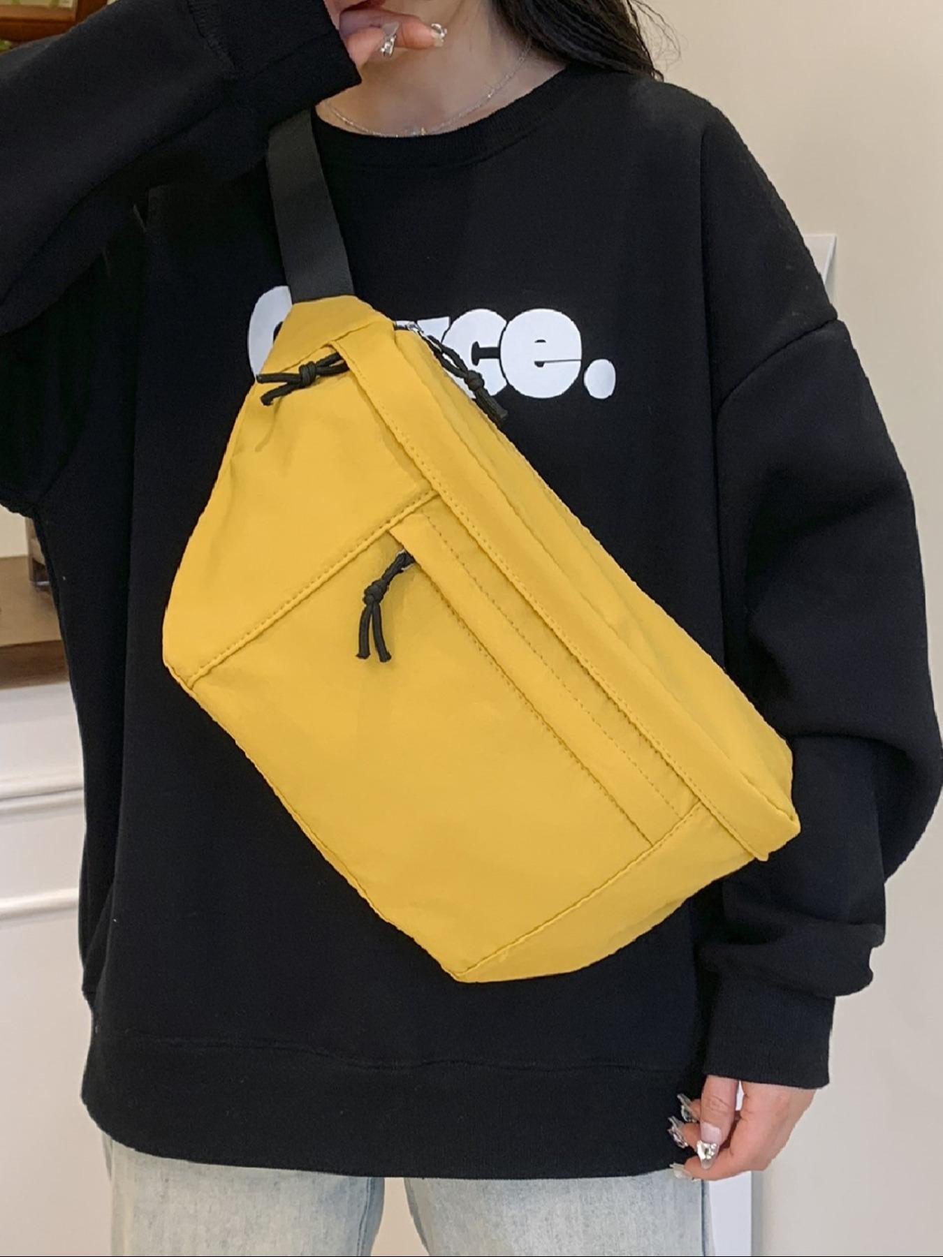 Women's Fashionable Large Capacity Embossed Textured Zipper Belt Bag, Casual Commuter Versatile Plain Fanny Packs, Simple All-match Bum Bag