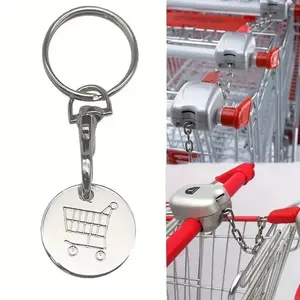 2026 New 1pc/5pcs Durable Aluminum Alloy Shopping Cart Token Key Ring, Stylish Floating Round Metal Coin Keychain with Quick Open Clasp, Portable Fashion Accessory for Supermarket & Mall Shopping