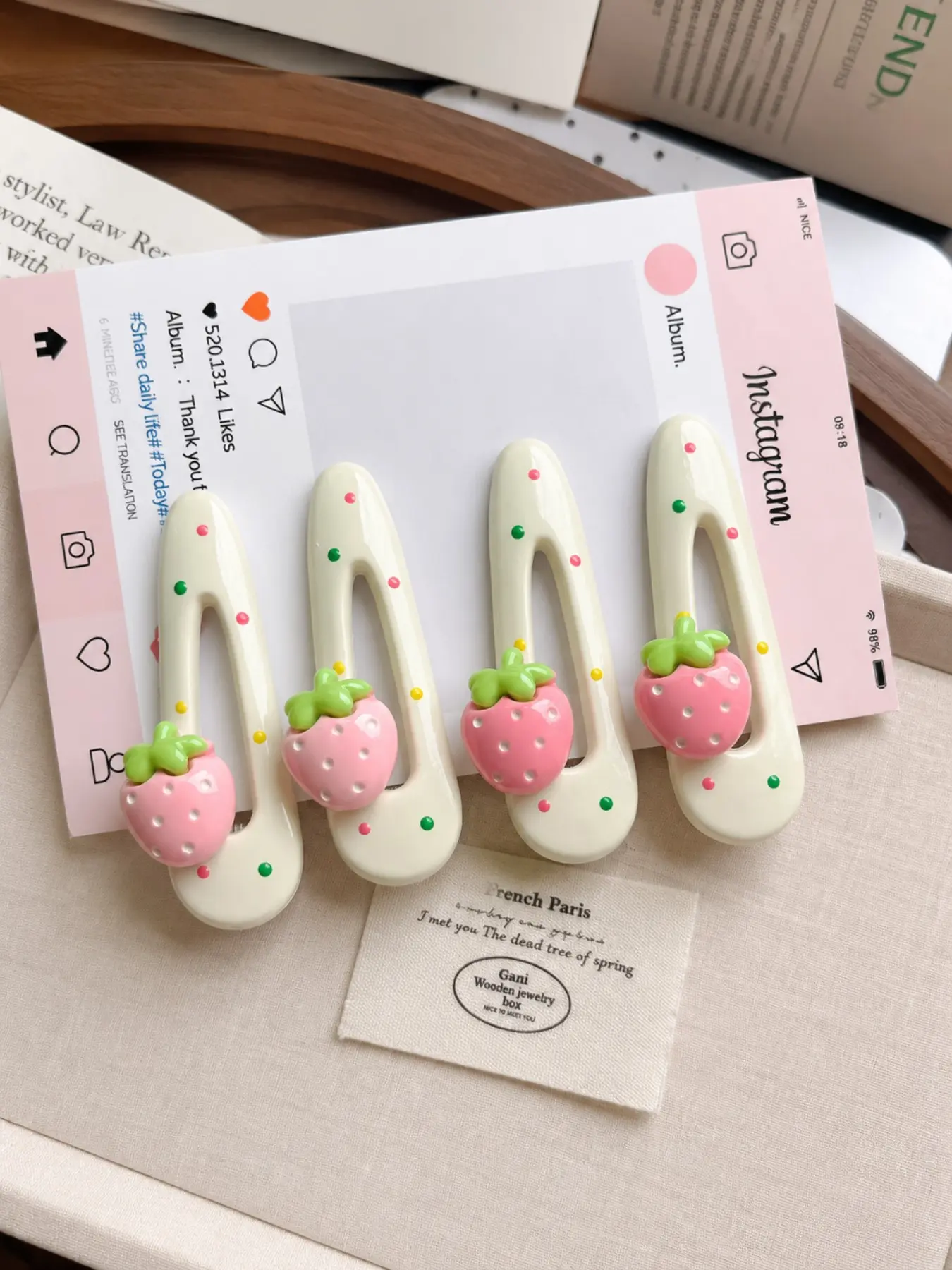 4-Piece Strawberry Bb Hair Clips Set, Creamy Fruit Bangs Clip, Y2K Cute Hair Accessories, Sweet Girl Side Clip, Japanese Style Gift, Clips for Hair, Hair Decor
