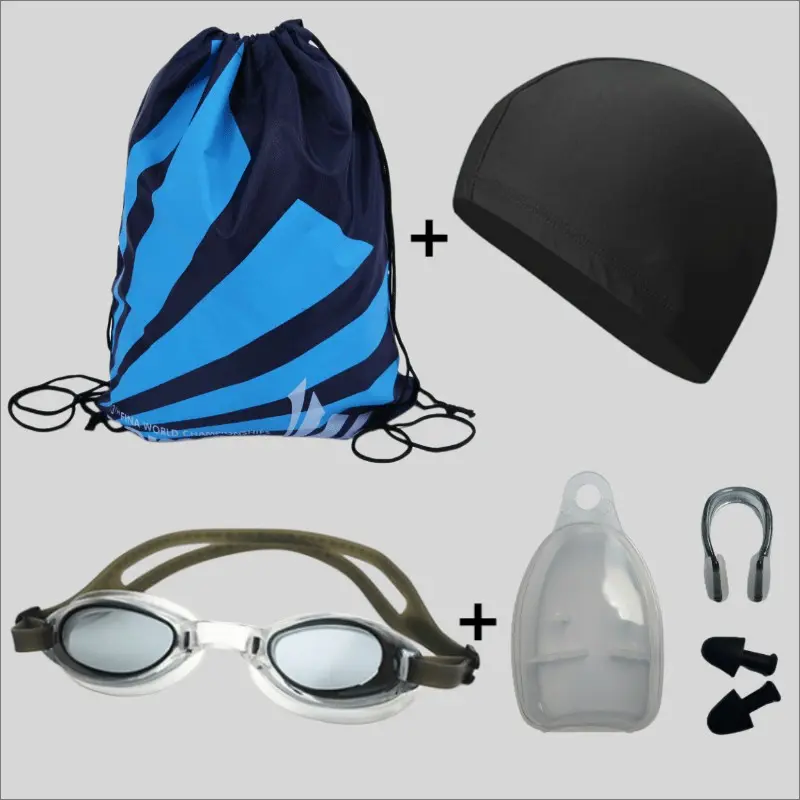 5pcs/set summer swimming equipment, including 1 swimming bag, 1 swimming cap, 1 pair of swimming goggles, 1 set of waterproof earplugs and nose clips, ,available in three colors