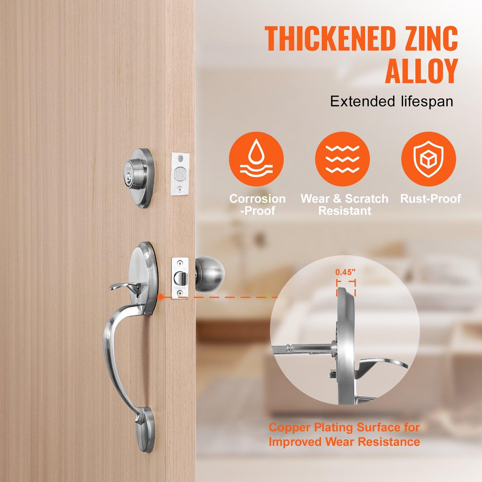 VEVOR Front Door Handle and Deadbolt Set, Satin Nickel Front Door Lock ...