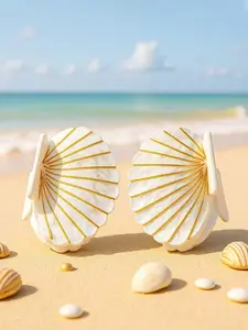 Swim Chiccia Ipc Jumbo Bcm Tropical Seashel Hair Cip- Vbrant Acrvic Beach Caw, Non-Sip Grip For Vacation Hai, Memaid Boto Party Accesories (Hawai Style HarClamp) Fashion Hair Accessories Beauty Claw Clips Casual Hair Claw Fall Winter