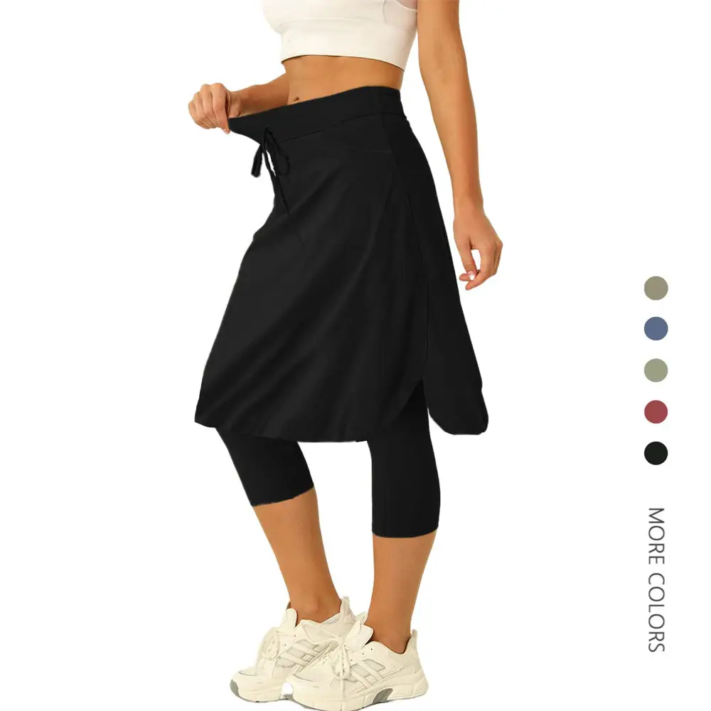 Danedvi Women 20" Knee Length Tennis Skirt with Built in Legging Golf Skirts Skirted Legging with Pockets