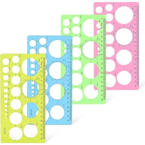 4 Pcs Circle Template for Drawing, Circle Stencils Drafting Tools Set Stencil Maker Measuring Rulers for Office School Building Formwork Drawings