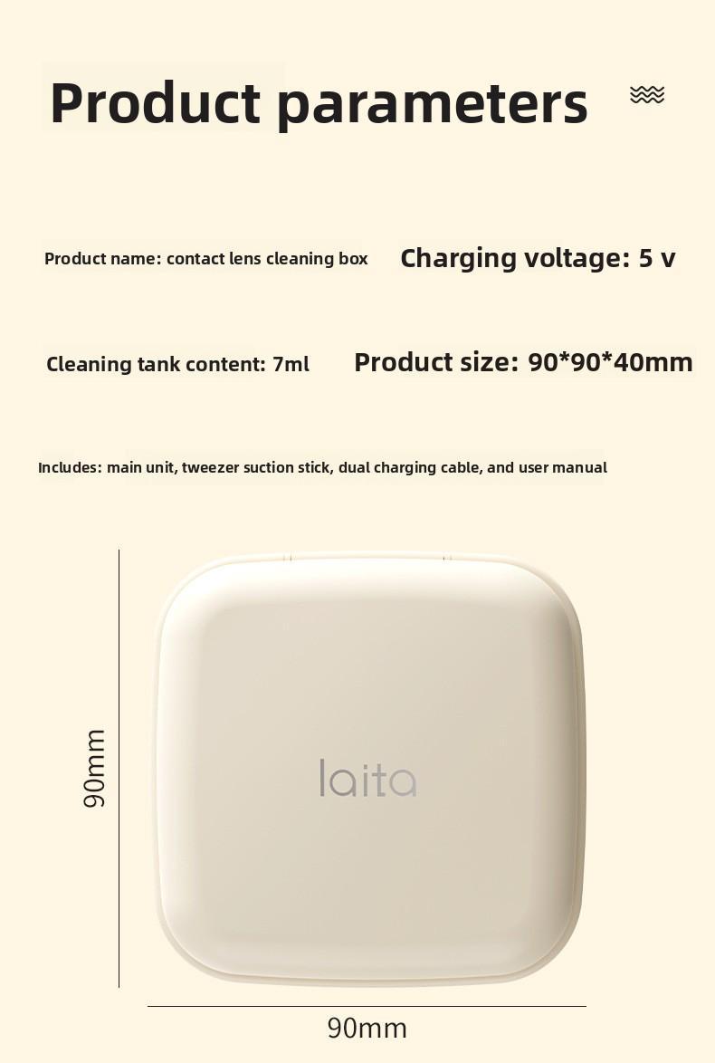 Ultrasonic Contact Lens Cleaner Rechargeable with Vanity Mirror - Portable Compact Case Hard & Soft Lens Compatible, 3 Deep Cleaning Modes, On-the-Go Daily Care Sanitizer for Travel Sports Office Home Use