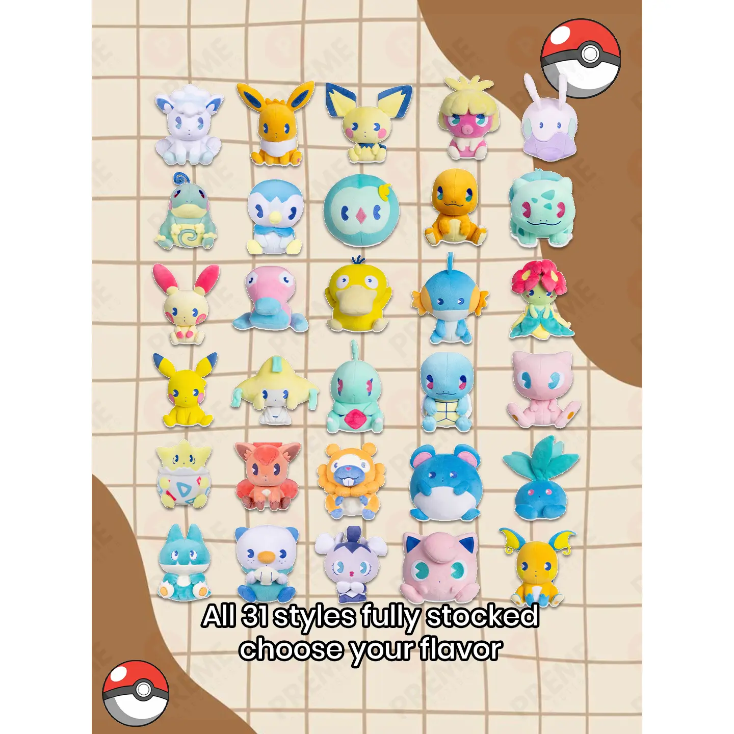 Official PokémonCenter "Soda Pop Refresh" Collection Plush Series Psyduck Mew Jigglypuff