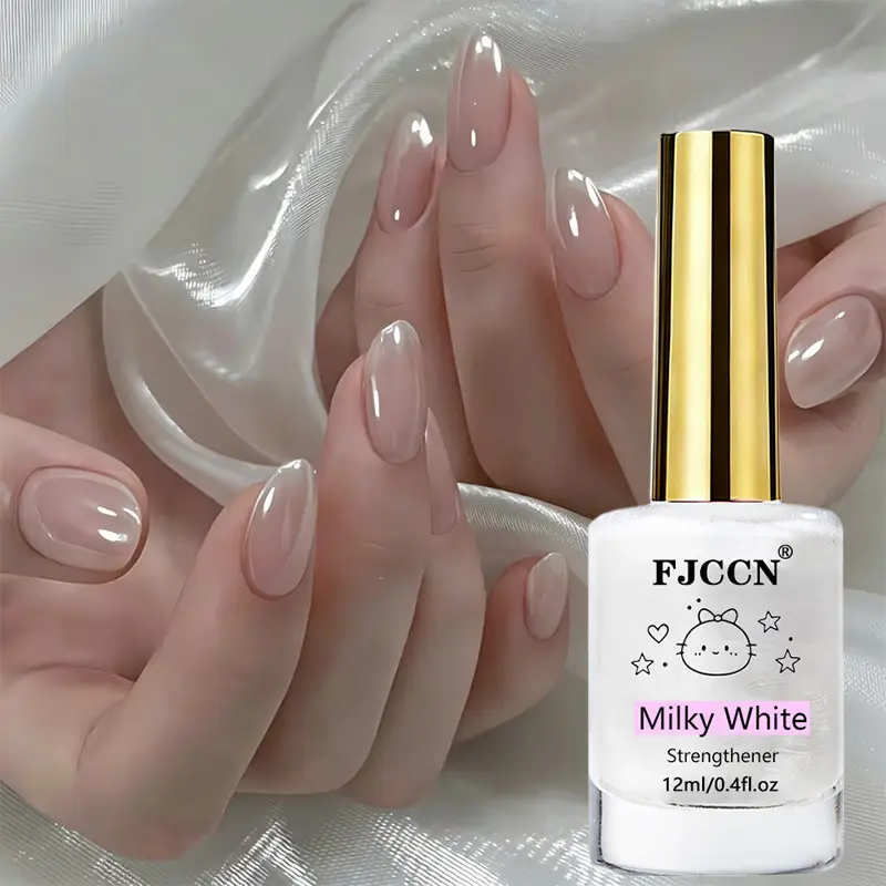 1Pc 12ml New Milky White Color Metallic Mirror Fingernail Polish, Glossy polish, Dries Quickly and Naturally, With Smooth Texture, Long-Lasting High Gloss Effect, Easy To Apply, Creates A Cyberpunk Style Manicure, Salon-Quality Nails