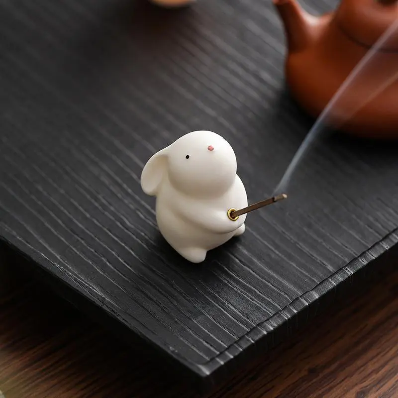 Rabbit Ceramic Ornament, Incense Holder for Thread Incense, Household Indoor Incense Tray, Incense Stand, Censer, Incense Vessel