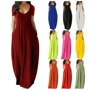 Women's Basic Solid Color Batwing SleeveLoungewear Dress, Casual Comfy Short SleeveNightdress for Daily Wear, Ladies Sleepwearfor All Seasons
