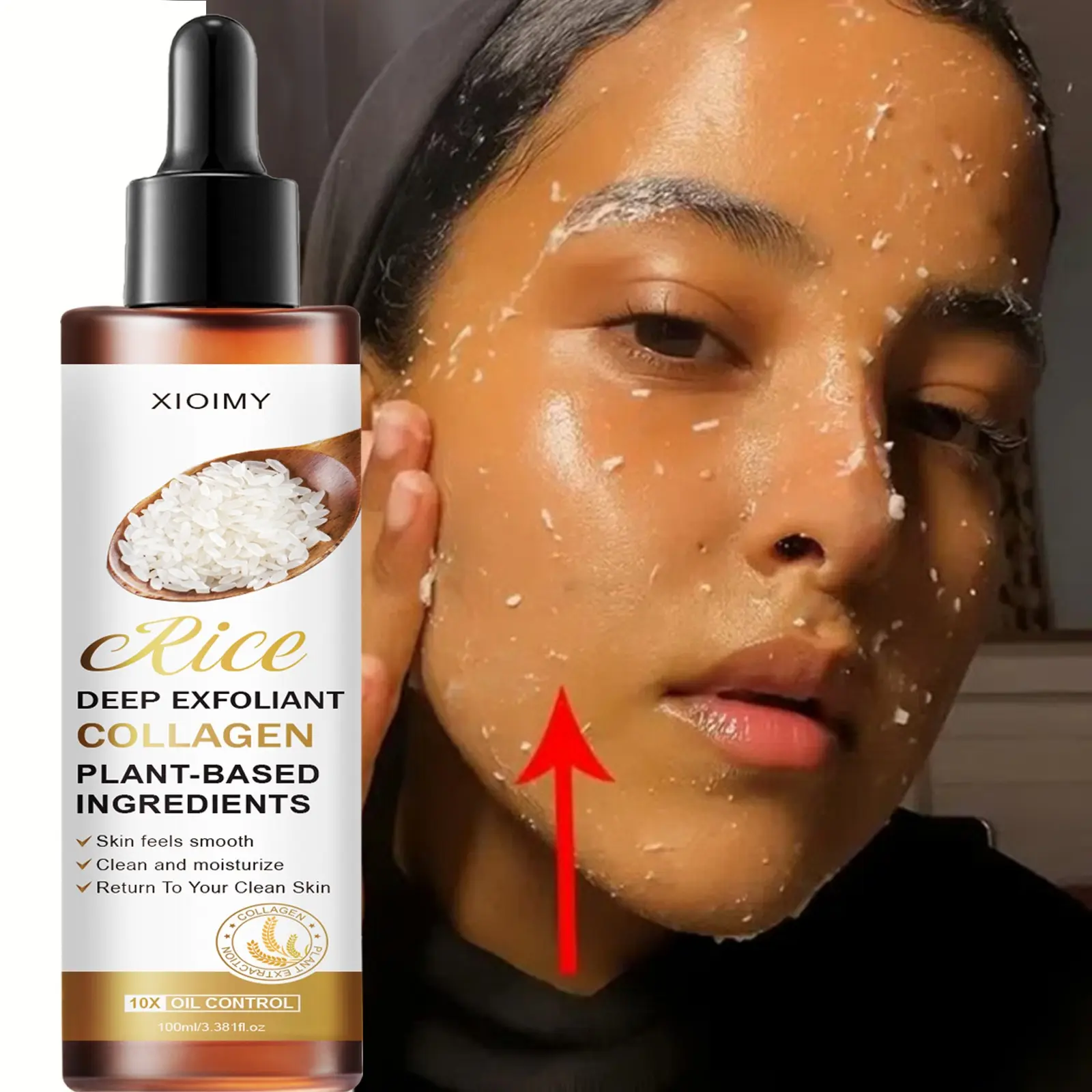 100ML Rice Facial Exfoliating Gel, Face Scrub, Deep Cleansing, Dead Skin Removal, Removes Dead Skin, Mild Gentle Exfoliation, Moisturizing, Brightening, Suitable for Face, Neck, Arms, Body