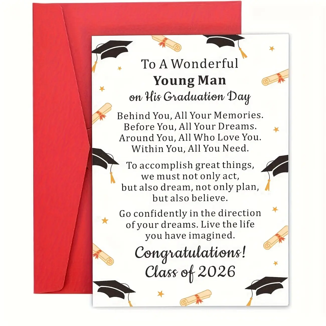 Class of 2026 Graduation Card, Senior Gift with Inspirational Quotes, Grad Party Decorations, Invitations, Keepsake, Essential for Seniors