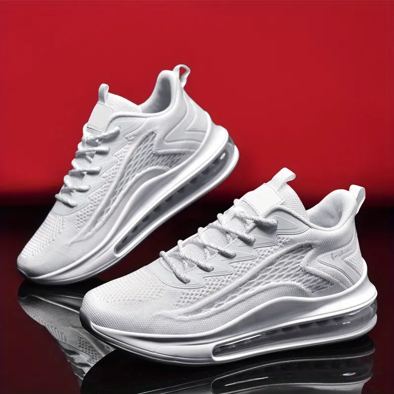 Men's Running Sneakers - Fashionable Lace-Up, Lightweight, Anti-Slip, Shock-Absorbing Air Cushion, Breathable Comfort Work & Fitness Shoes tiktokshopbacktoschool