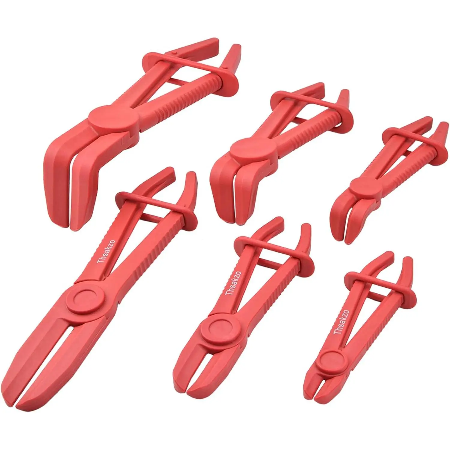 Thsakzo 6-Piece Plastic Pinch Off Pliers - Straight & 90-Angled Hose Clamp Tools for Flexible Hoses, Automotive Gas Lines, Car Repair Tasks, Straight&Angled