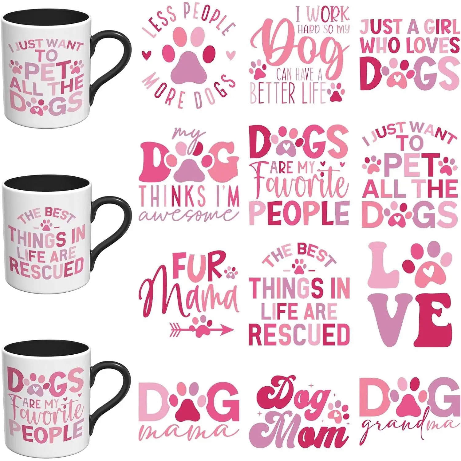 12 count  Mom UV DTF Stickers | Durable no-heat cold UV DTF cup wrap for ceramic mugs and coffee cups.for DIY crafts and drinkware decoration