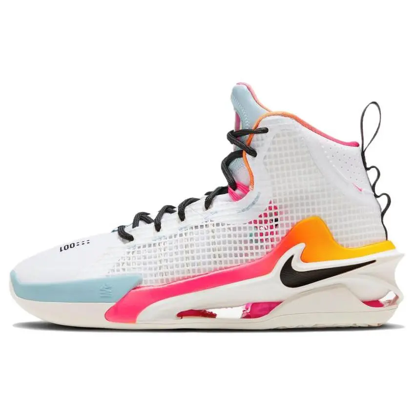 Nike Air Zoom GT Jump EP Basketball Shoes for Men – High-Top, White-Blue-Orange Verifiable, with credentials and supporting global authentication