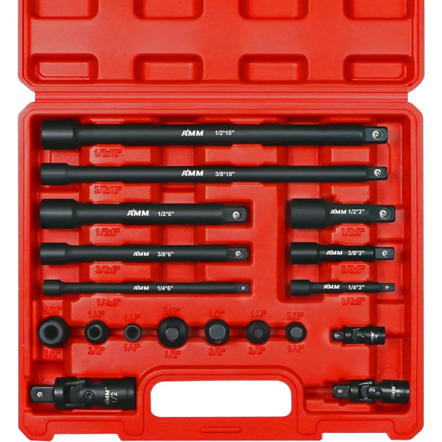 2026 AMM 18PCS Impact Socket Adapter Set| 1/4"3/8"1/2"Drive for Impact Driver Drill,Cr-V Steel,Extension Bar,Universal Joint & Coupler, Mechanical Repairs