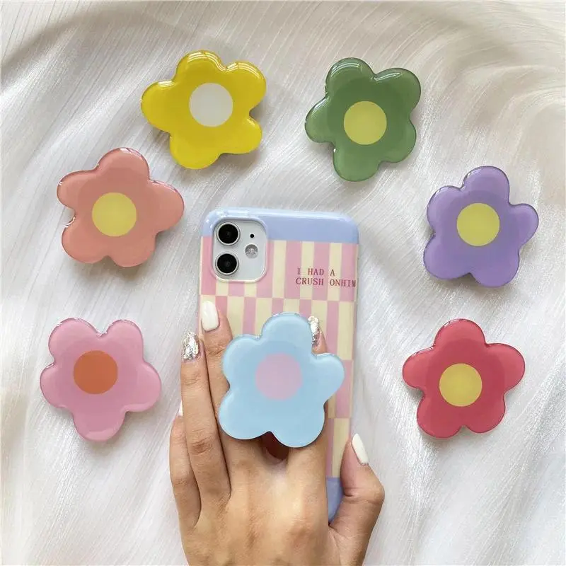 Korea INS Flower Phone Holder Expandable Pop Socket Universal Grip Tok Epoxy Bracket Ring Finger Stand For Apple iPhone Samsung