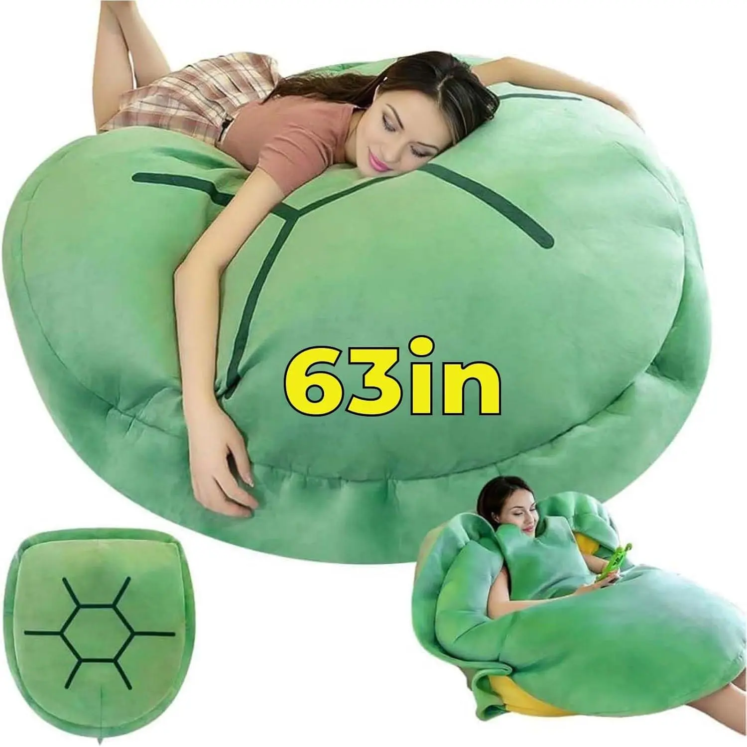 63? Giant Wearable Turtle Shell Pillow for Adults - Weighted Plush  Cushion | Wearable Bean Bag Chair for  Office Gaming Reading & Movie Nights