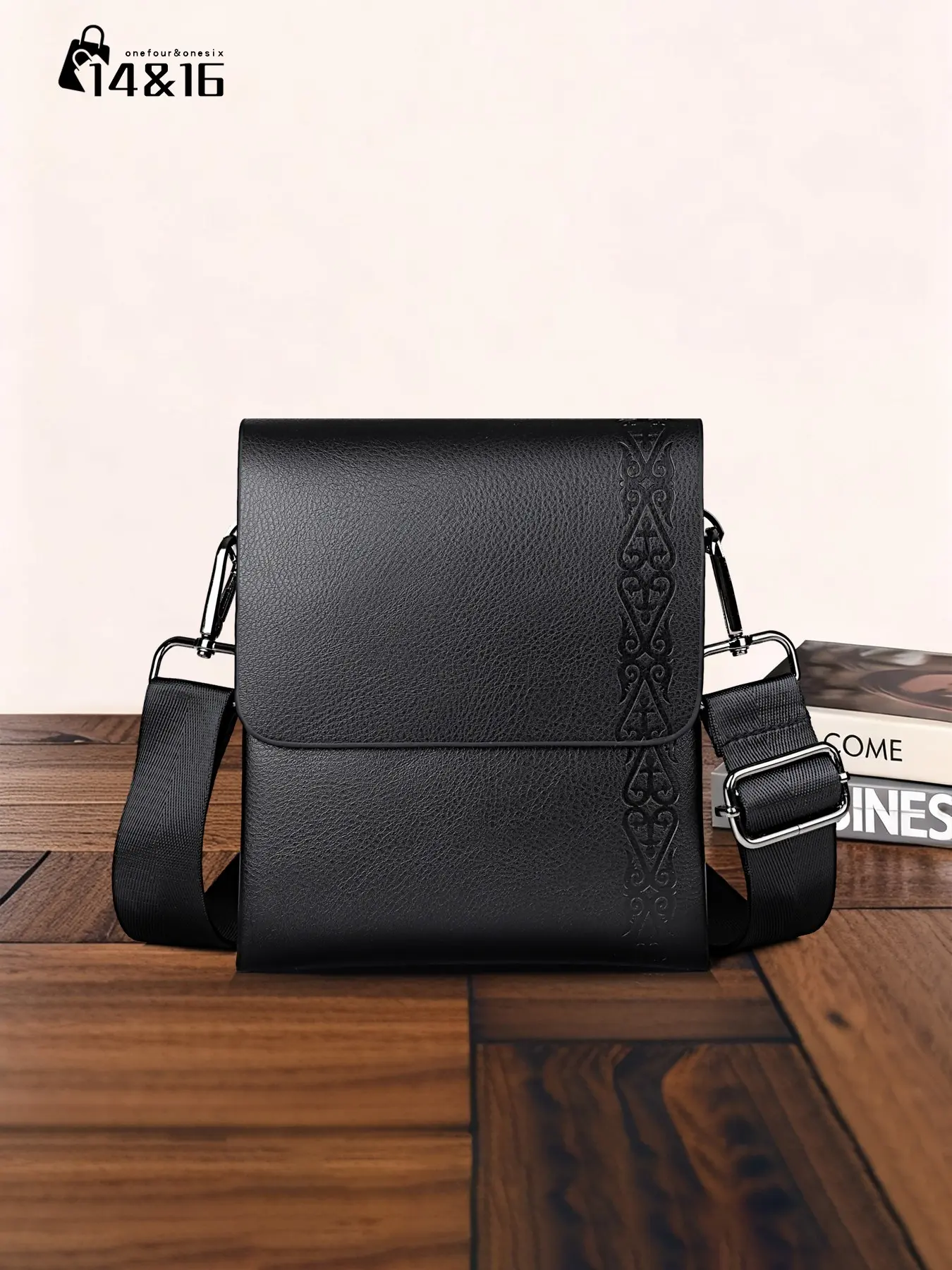 Men's Crossbody Bag, Sling Crossbody Bags, Large Capacity Shoulder Bag, Business Commute, Sporty Casual, Crocodile Pattern, Leather, Trendy Retro Briefcase
