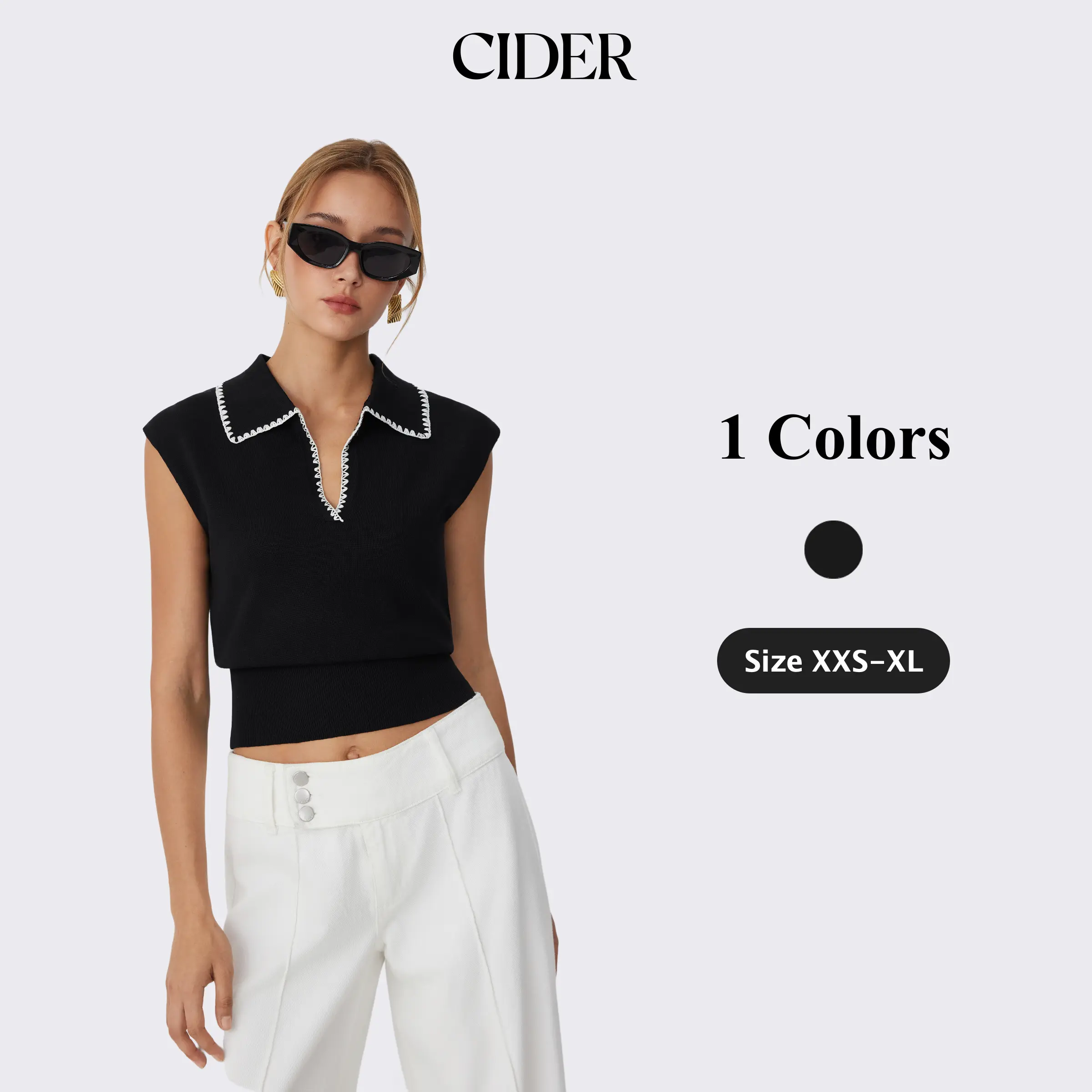 Cider Knit Contrasting V-neck Vest