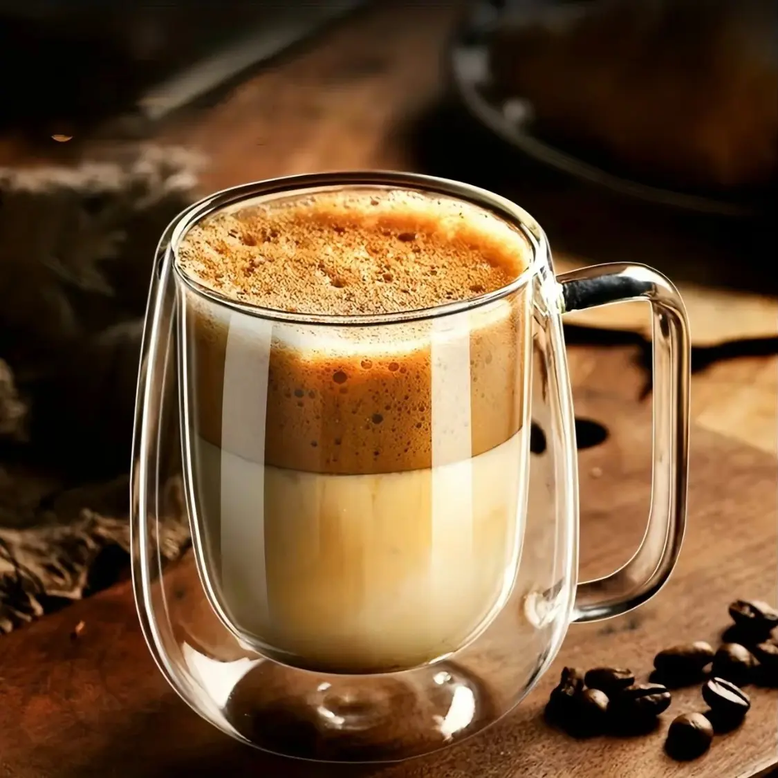 High Borosilicate Double Walled Insulated Glass Coffee Mug with Handle, Food Grade Lead Free Heat Resistant Reusable, Dishwasher Safe for Latte Cappuccino Tea Espresso, Easy to Clean & Travel Friendly, Home Office, Mother's Day Birthday Gift for Mom