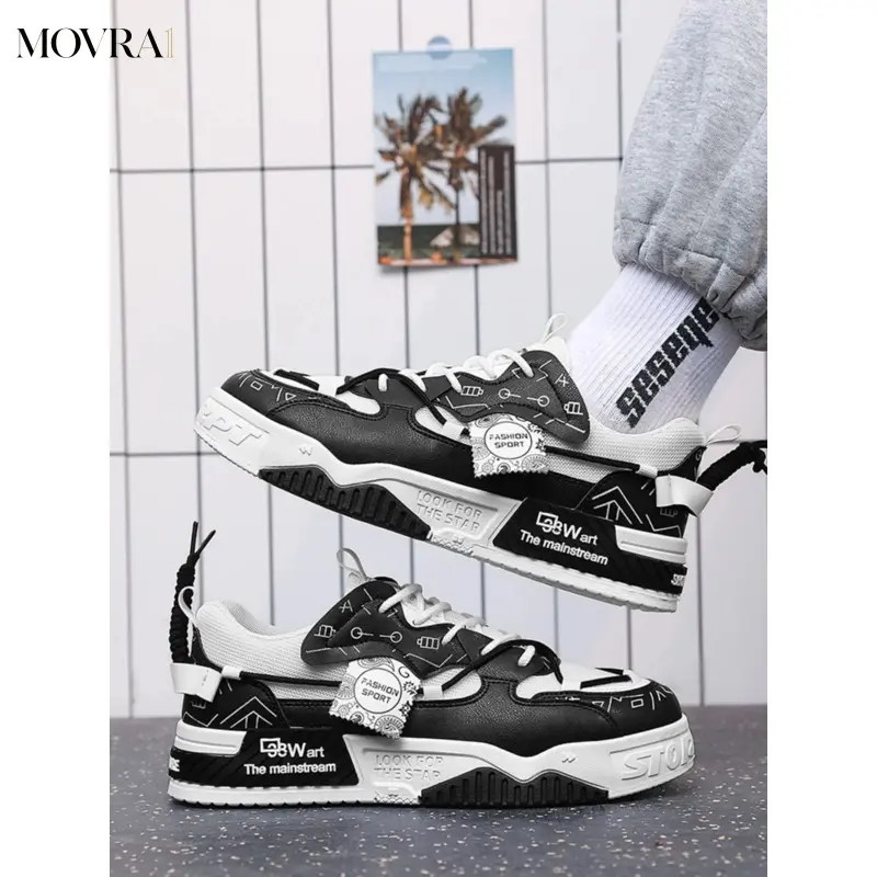 MOVRA1 Unisex Beige & Blue Color Block Paisley Casual Skate Shoes Low Top Platform Thick Sole Height-Increasing Breathable Mesh Upper Daily Wear Trendy Shoes Sneaker Shoes