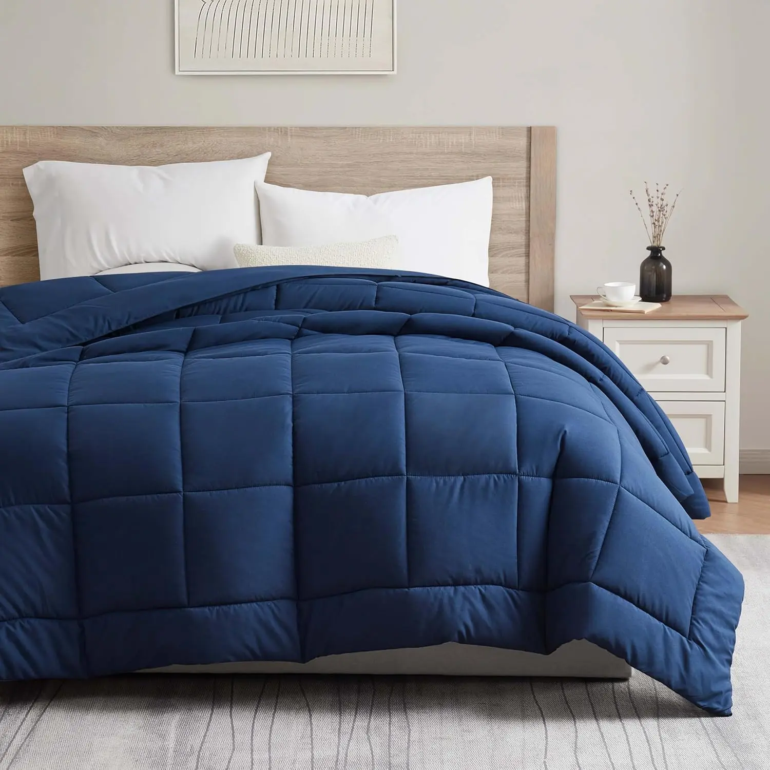 & Harbor Down Alternative Comforter - All Season Soft Quilted Twin XL Bed Comforter Duvet Insert with Corner Tabs - Twin XL Size Navy