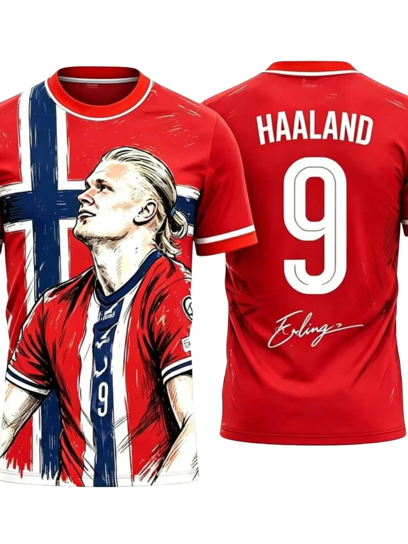 Norway Haland Football Tee, Quick-Dry Short Sleeve, Loose-Fit, All-Season, Casual Sports T-Shirt, Fan Gift, Travel Souvenir