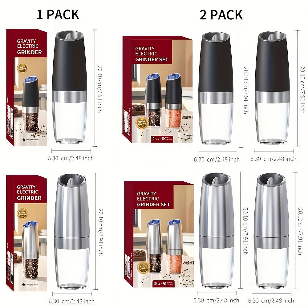 1pc/2pcss CLITON Salt And Pepper Grinder Electric 2pcs, Electric Battery Salt And Pepper Grinder Set, Electric Salt And Pepper Grinder Set, Salt And Pepper Shakers Set, Large Capacity with LED Light, Multiple Style Options, Kitchen Gift