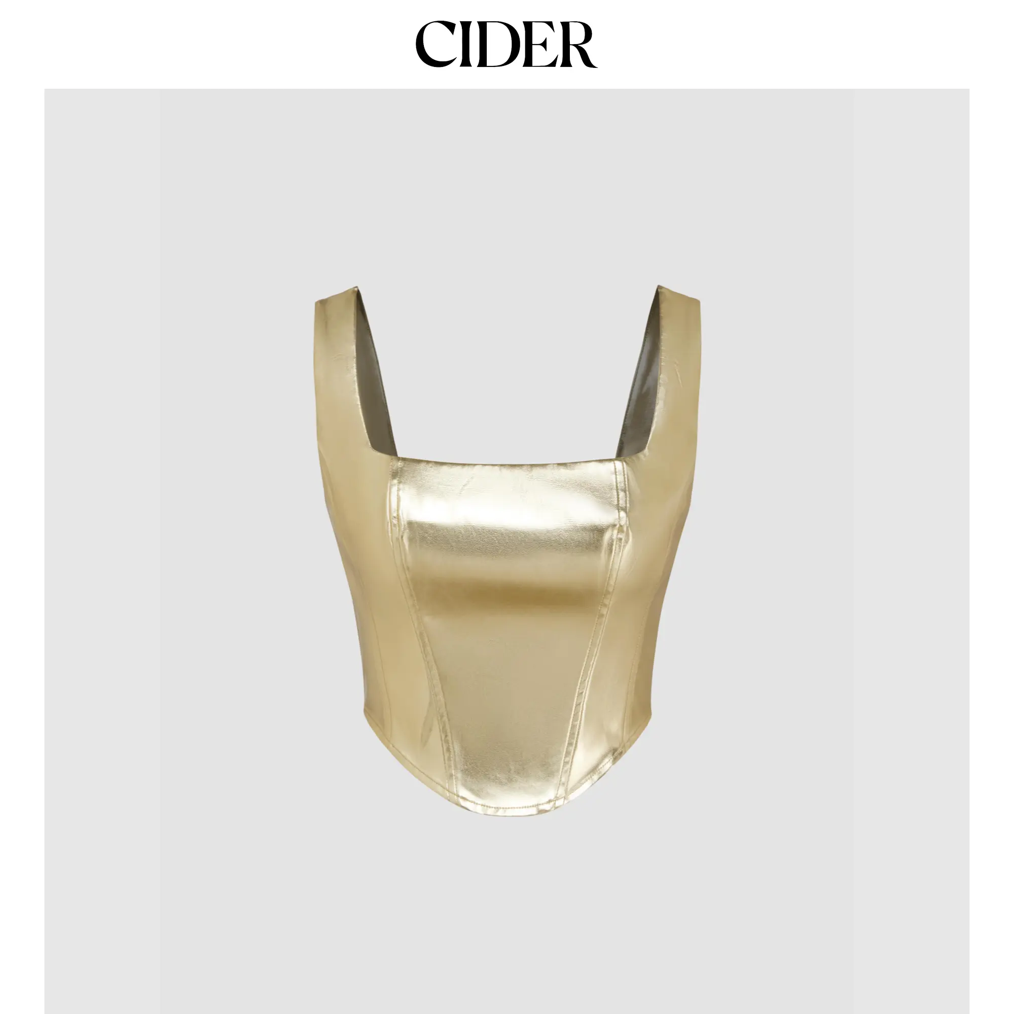 Cider [size 2-26] Faux Leather Square Neck Zipper Tank Top